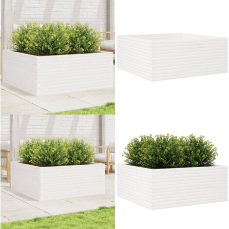 Jardinera madera maciza de pino blanco 110x110x46 cm - Jardinera de pino - Jardinera para flores