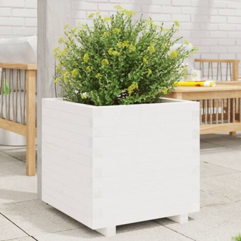Jardinera madera maciza de pino blanco 50x50x49,5 cm vidaXL