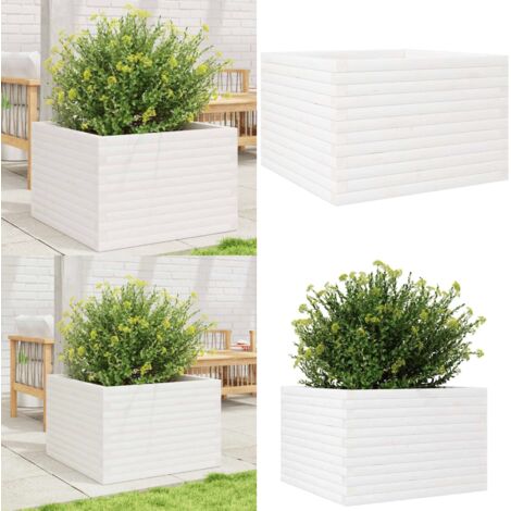 Jardinera madera maciza de pino blanco 70x70x46 cm - Jardinera de pino - Jardinera para flores