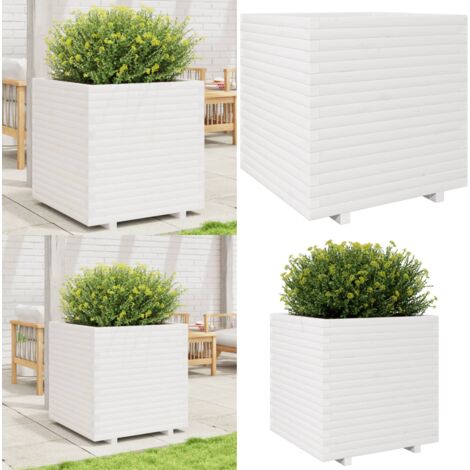 Jardinera madera maciza de pino blanco 70x70x72,5 cm - Jardinera de pino - Jardinera exterior