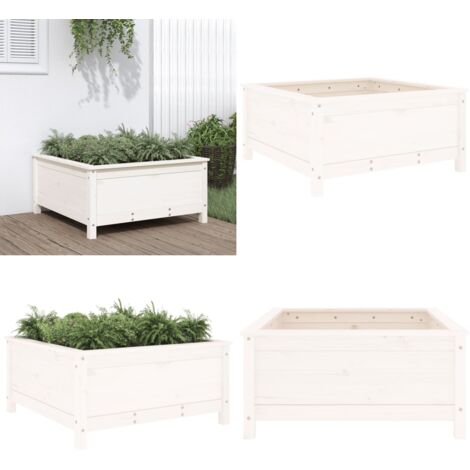 Jardinera madera maciza de pino blanco 82,5x82,5x39 cm - Macetero para jardín - Madera de pino