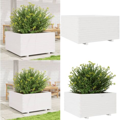 Jardinera madera maciza de pino blanco 90x90x49,5 cm - Jardinera de pino - Jardinera exterior