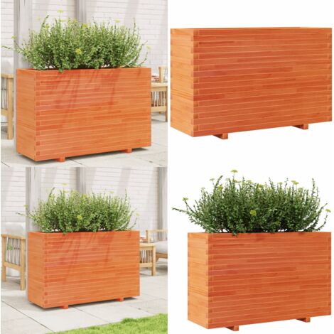 Jardinera madera maciza de pino marrón cera 110x40x72 cm - Jardinera de madera - Jardinera de pino
