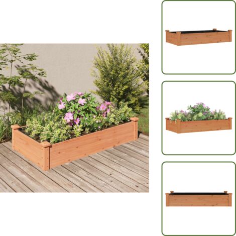 Jardinera madera maciza - vidaXL Jardinera arriate forro madera maciza abeto marrón 120x60x25 cm - Jardinera con fondo abierto