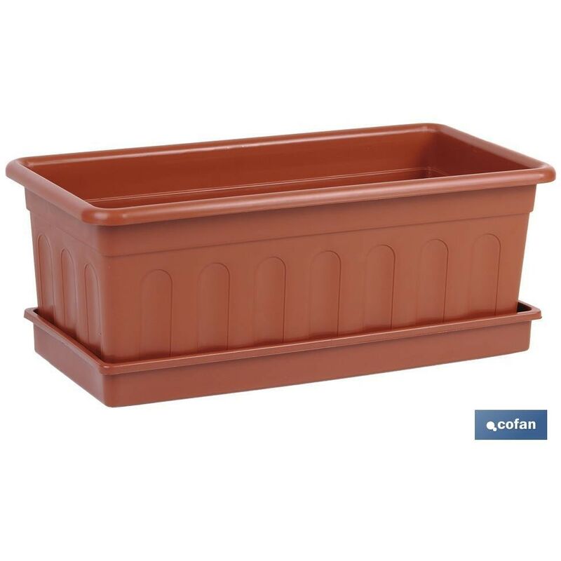 

JARDINERA MARRON MODELO AZAHAR 60X22X15+PLATO 60X22cm venta unitaria