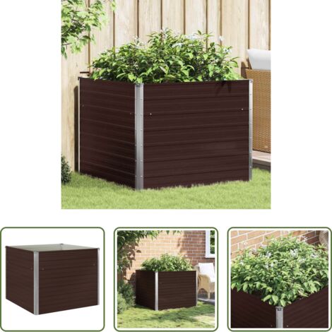Jardinera -  Mesa de cultivo de acero galvanizado marrón 100x100x77 cm