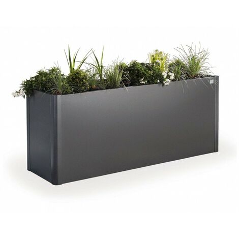 JARDINERA METALICA BELVEDERE MAXI 77 CMTS DE ALTO X 200 CMTS BIOHORT COLOR GRIS OSCURO METALICO