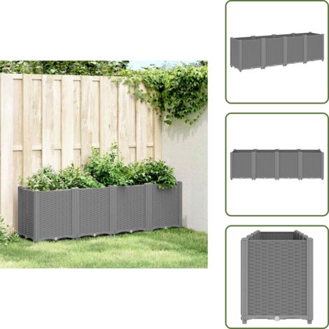 Jardinera modular - vidaXL Jardinera PP gris claro 160x40x53 cm - Jardinera de ratán