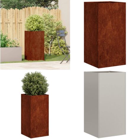Jardinera oxidada 40x40x80 cm acero corten - Jardinera acero corten - Jardinera para jardín