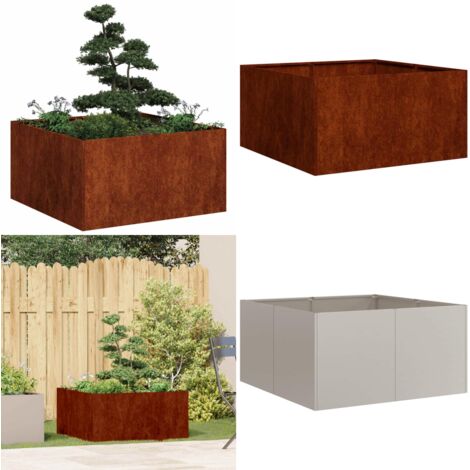 Jardinera oxidada 80x80x40 cm acero corten - Acero corten - Jardín