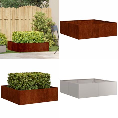 Jardinera oxidada acero corten 100x100x30 cm - Acero corten - Jardín al aire libre