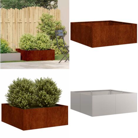 Jardinera oxidada acero corten 80x80x30 cm - Acero corten - Jardín exterior