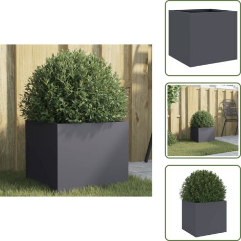 Jardinera para balcones - vidaXL Jardinera acero gris antracita 32x30x29 cm - Jardinera para patios