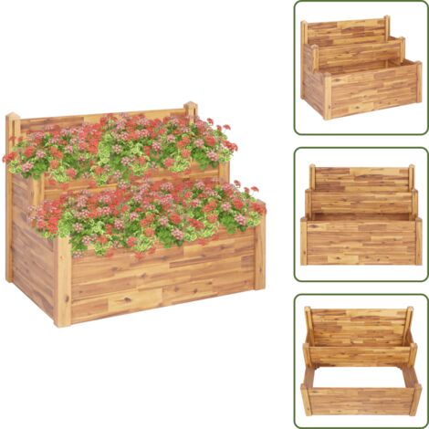 Jardinera para balcones - vidaXL Jardinera de 2 niveles madera maciza de acacia 110x75x84 cm - Jardinera para patios