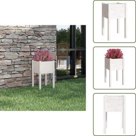 Jardinera para flores - vidaXL Jardinera de madera maciza de pino blanco 40x40x70 cm - Jardinera para plantas