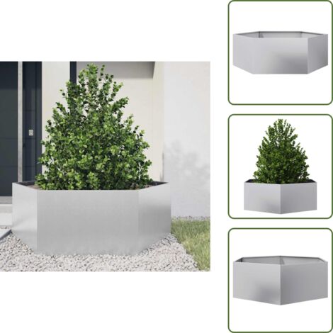 Jardinera para flores - vidaXL Jardinera hexagonal acero galvanizado 138x120x45 cm - Jardinera para verduras