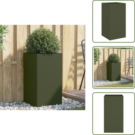 Jardinera para jardín - vidaXL Jardinera acero verde oliva 42x38x75 cm - Jardinera para balcones