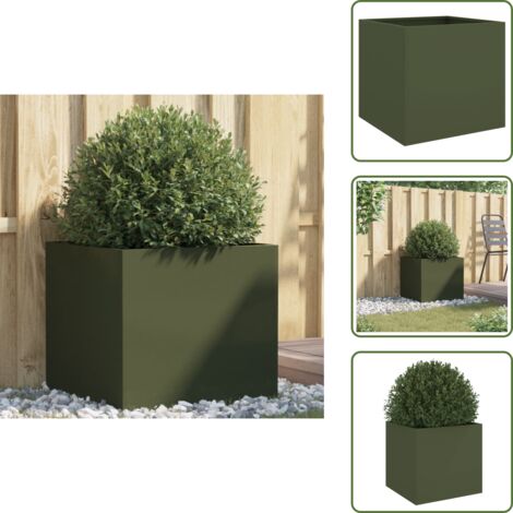 Jardinera para jardín - vidaXL Jardinera acero verde oliva 49x47x46 cm - Jardinera para balcones