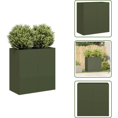 Jardinera para jardín - vidaXL Jardinera de acero laminado en frío verde oliva 80x40x80 cm - Jardinera para balcones