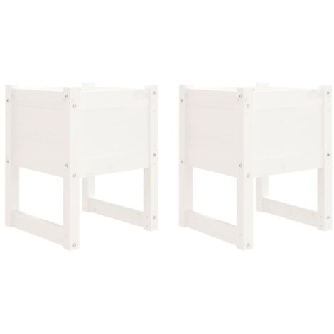Jardinera para parterres elevados flores jardín terrazas juego de 2 40 x 40 x 525 cm madera maciza de pino blanco 020038961
