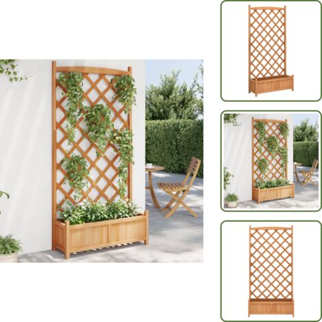 Jardinera para patio - vidaXL Jardinera con enrejado de madera maciza de abeto marrón - Jardinera para terraza