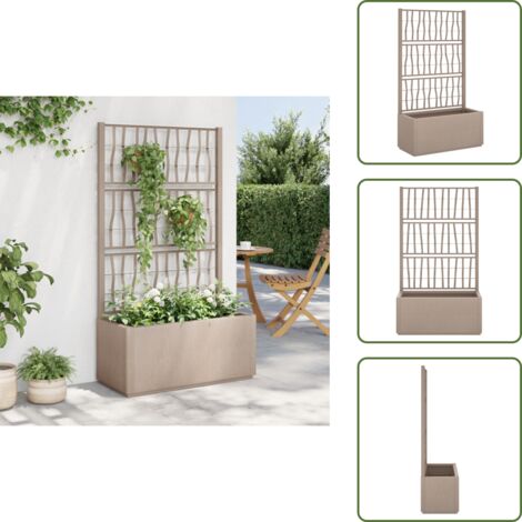 Jardinera para patio - vidaXL Jardinera con enrejado PP marrón claro 80x36x140 cm - Jardinera para terraza