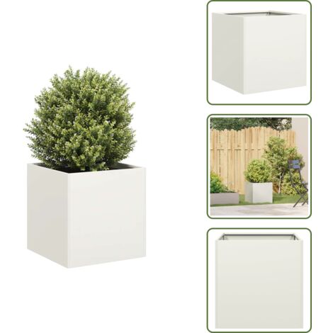 Jardinera para patio - vidaXL Jardinera de acero laminado en frío blanco 40x40x40 cm - Jardinera para balcones