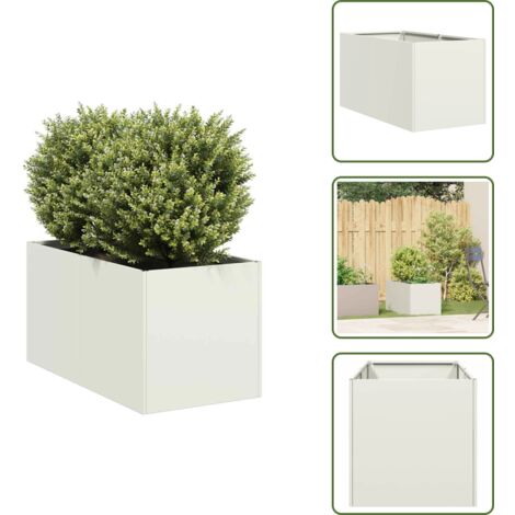 Jardinera para patio - vidaXL Jardinera de acero laminado en frío blanco 40x80x40 cm - Jardinera para balcones