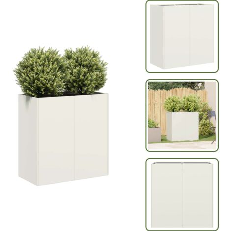 Jardinera para patio - vidaXL Jardinera de acero laminado en frío blanco 80x40x80 cm - Jardinera para balcones