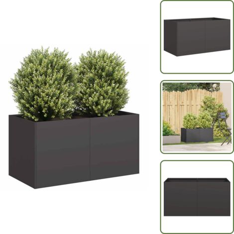 Jardinera para patio - vidaXL Jardinera de acero laminado en frío negro 80x40x40 cm - Jardinera para balcones