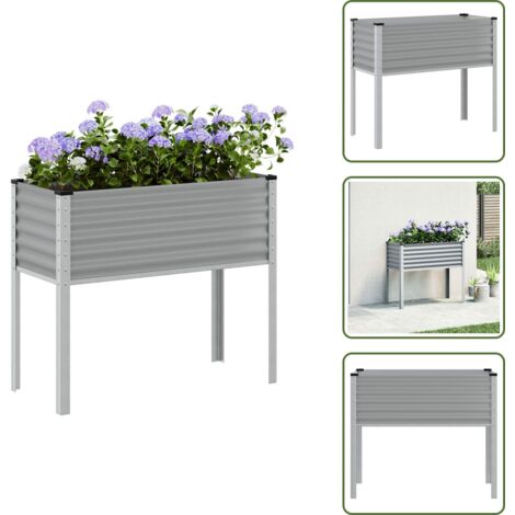 Jardinera para patios - vidaXL Jardinera de acero gris 100x45x90 cm - Jardinera para balcones