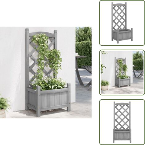 Jardinera para plantas trepadoras - vidaXL Jardinera con enrejado madera maciza de abeto gris - Jardinera para patio