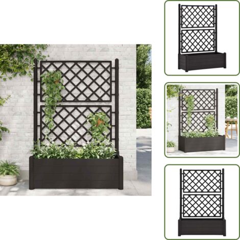 Jardinera para plantas - vidaXL Jardinera con enrejado PP gris antracita 100x43x142 cm - Macetero para flores