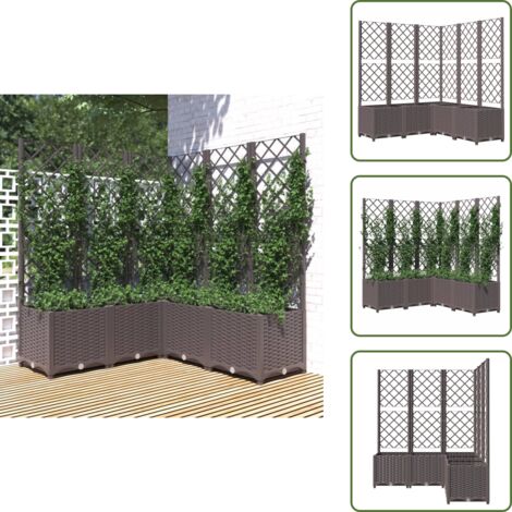 Jardinera para plantas - vidaXL Jardinera con enrejado PP marrón 120x120x136 cm - Jardinera para tomates