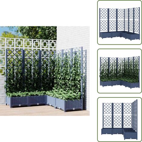 Jardinera para tomates - vidaXL Jardinera con enrejado PP azul gris 120x120x121,5 cm - Jardinera para guisantes
