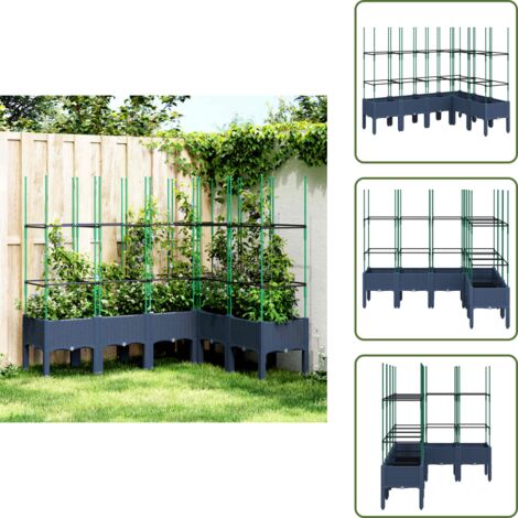 Jardinera para tomates - vidaXL Jardinera con enrejado PP azul gris 160x120x142,5 cm - Jardinera para guisantes