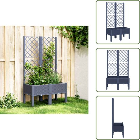 Jardinera para tomates - vidaXL Jardinera con enrejado PP azul gris 80x40x142 cm - Jardinera para guisantes