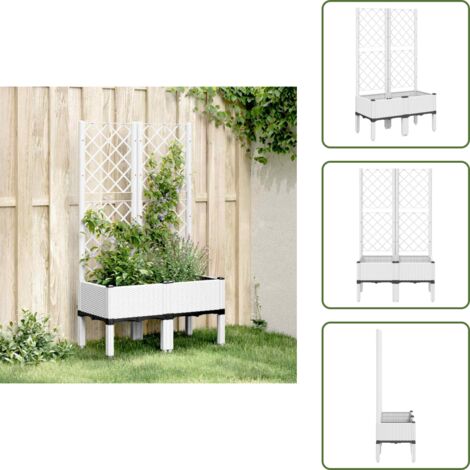 Jardinera para tomates - vidaXL Jardinera con enrejado PP blanco 80x40x142 cm - Jardinera para guisantes
