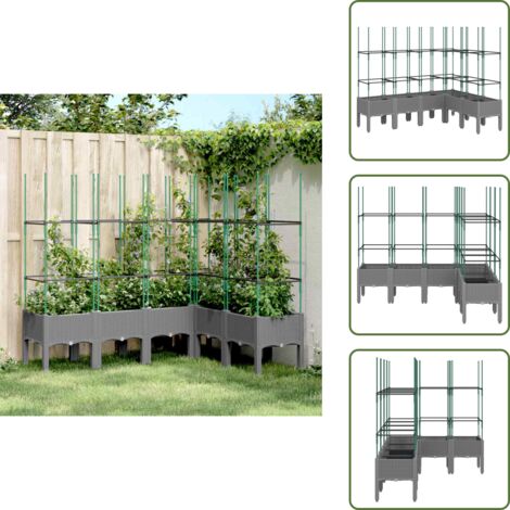 Jardinera para tomates - vidaXL Jardinera con enrejado PP gris claro 160x120x142,5 cm - Jardinera para guisantes