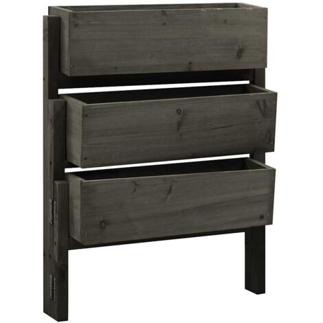 Jardinera plegable de jardín madera de abeto gris 60x14x75 cm