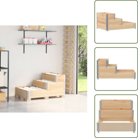 Jardinera plegable - vidaXL Arriate elevado de 3 niveles madera maciza de pino 120x80 cm - Jardinera de pino