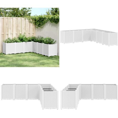Jardinera PP blanco 160x160x53 cm - Jardinera de patio - Jardinera de ratán