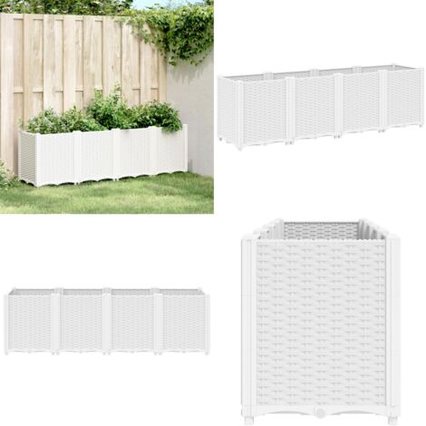 Jardinera PP blanco 160x40x53 cm - Jardinera de polipropileno - Jardinera para plantas trepadoras