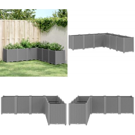 Jardinera PP gris claro 160x160x53 cm - Jardinera de patio - Jardinera de ratán