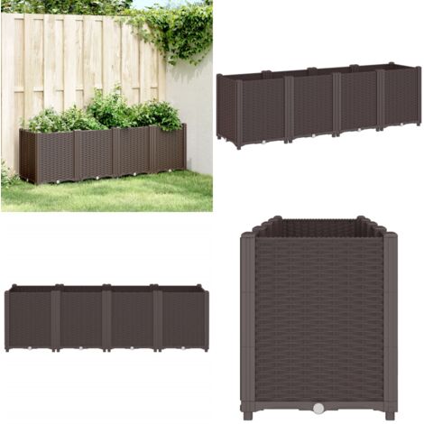 Jardinera PP marrón 160x40x53 cm - Jardinera de patio - Jardinera de ratán