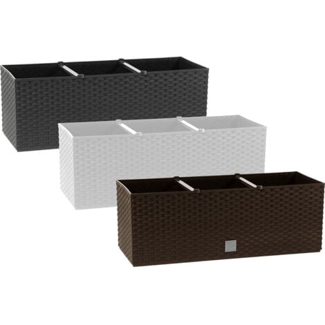 Jardinera rectangular 17 litros con autorriego color chocolate 52x20x19cm