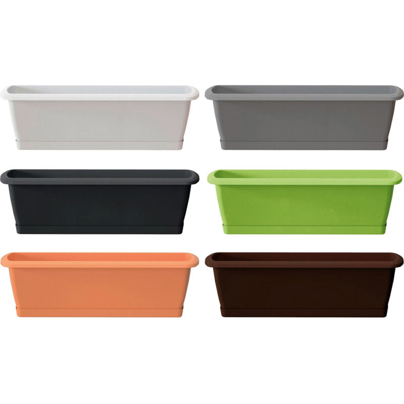 

Prosperplast - Jardinera Respana con soporte de plastico en color antracita 59 (largo) x 18,4 (ancho) x 14,5 (alto) cm