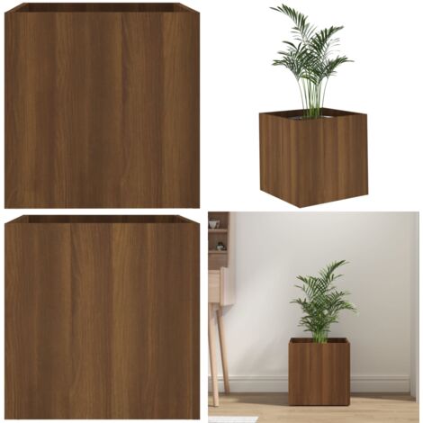 Jardinera roble marrón 40x40x40 cm madera de ingeniería - Maceta de madera - Jardinera para plantas