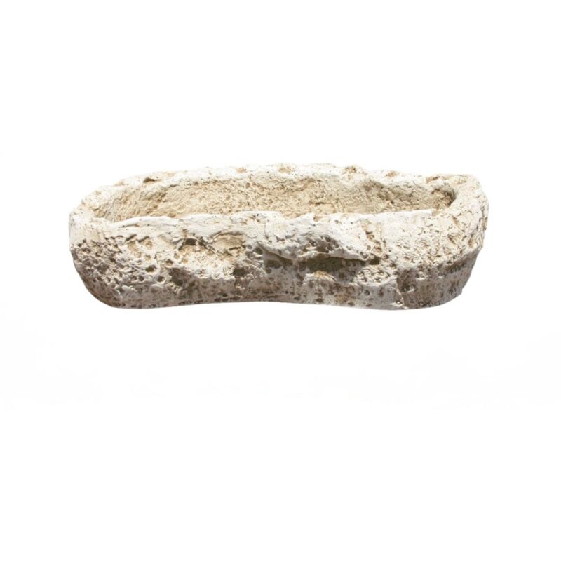 Jardinere en Forme de Panier Rustique pour Plantes 45x25x10cm. Pierre Reconstituée Mousse