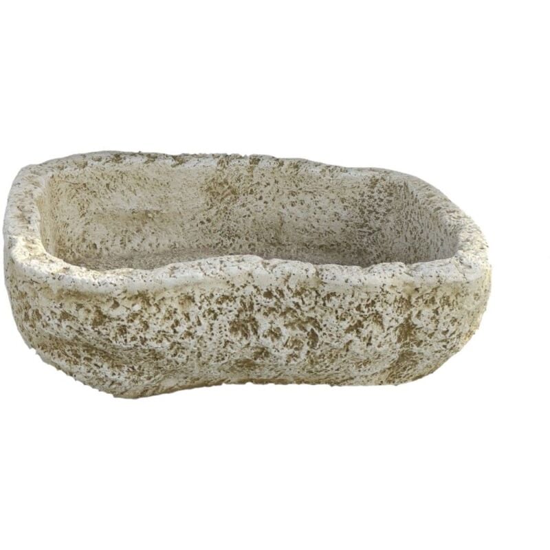 2 unité Jardinere en Forme de Panier Rustique pour Plantes 58x37x14cm. Pierre Reconstituée Mousse